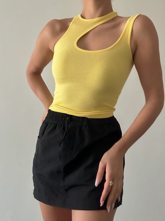 Cut Out Tank Top - Yellow