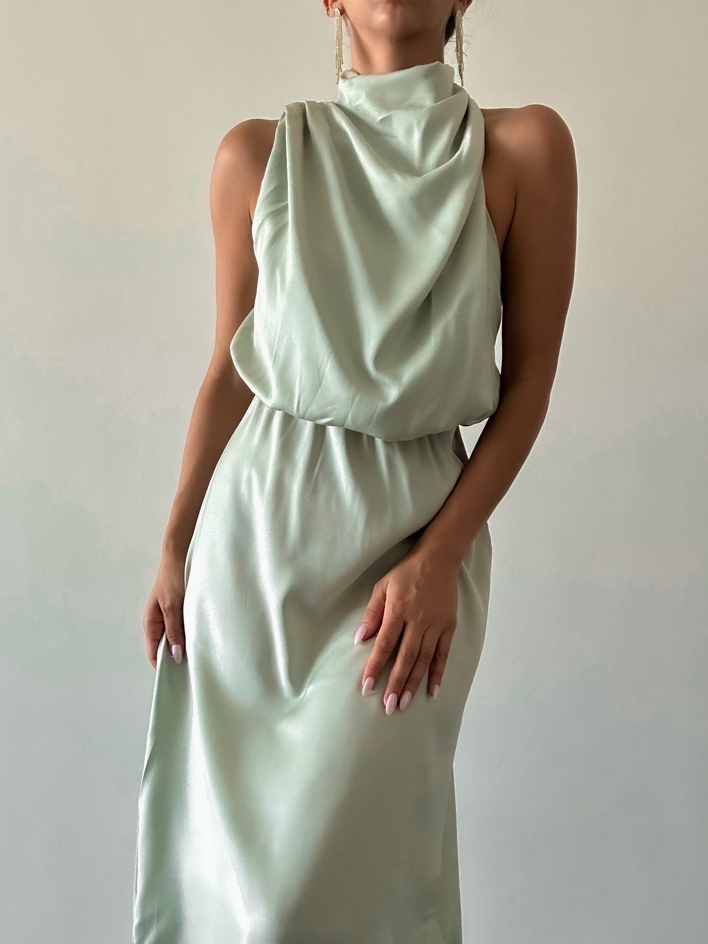 Dana Silk Midi Dress - Light Green