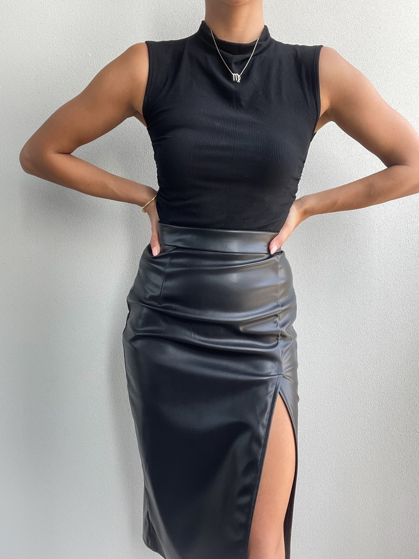Lorel Leather Skirt - Black